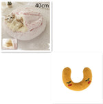 Round plush pet bed with pale inner cave and pink-trim flap, 40cm