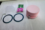 Pink suction cup magnetic phone holder with mounting rings and small accessories