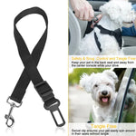 Pet dog seat belt leash with swivel clip and adjustable black harness strap