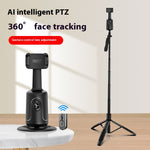 AI face tracking phone gimbal on extendable tripod, black