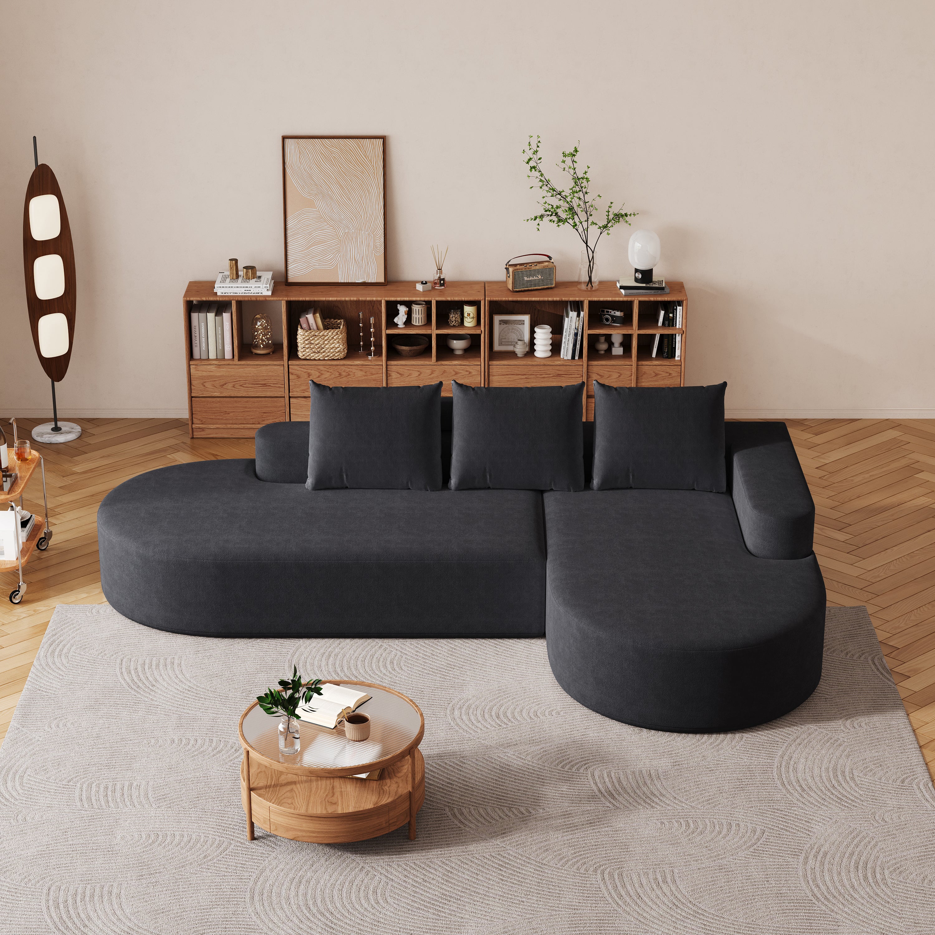 Sofá Curvo Moderno, Juego de Sofás Modulares Tapizados en Chenilla, Sofá Modular en Forma de L de 108.5" con 3 Almohadas, Sofá de Combinación Libre para Sala de Estar, Dormitorio