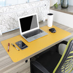 Yellow PU desk mouse pad, double-sided oversized waterproof mat with rounded edges
