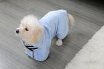 Pet microfiber absorbent towel bathrobe, light blue wrap suit with hood opening