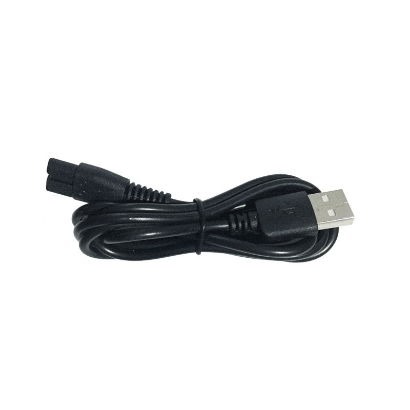 Rechargeable pet grooming clipper USB charging cable with black connector.