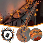 Guirnalda de luces LED de sauce de Halloween con motivos de murciélago y calabaza para decoración interior y exterior de fiestas y casas
