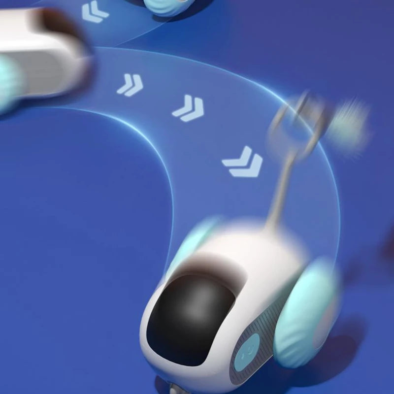 Remote control cat car toy moving with glowing arrow trail on wheels
