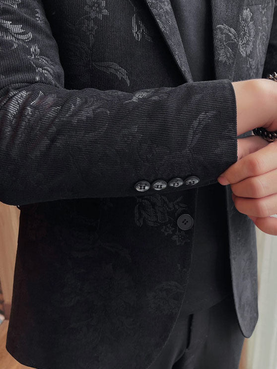 Men's Slim Fit Floral Print Blazer – Casual Polyester, Regular Length