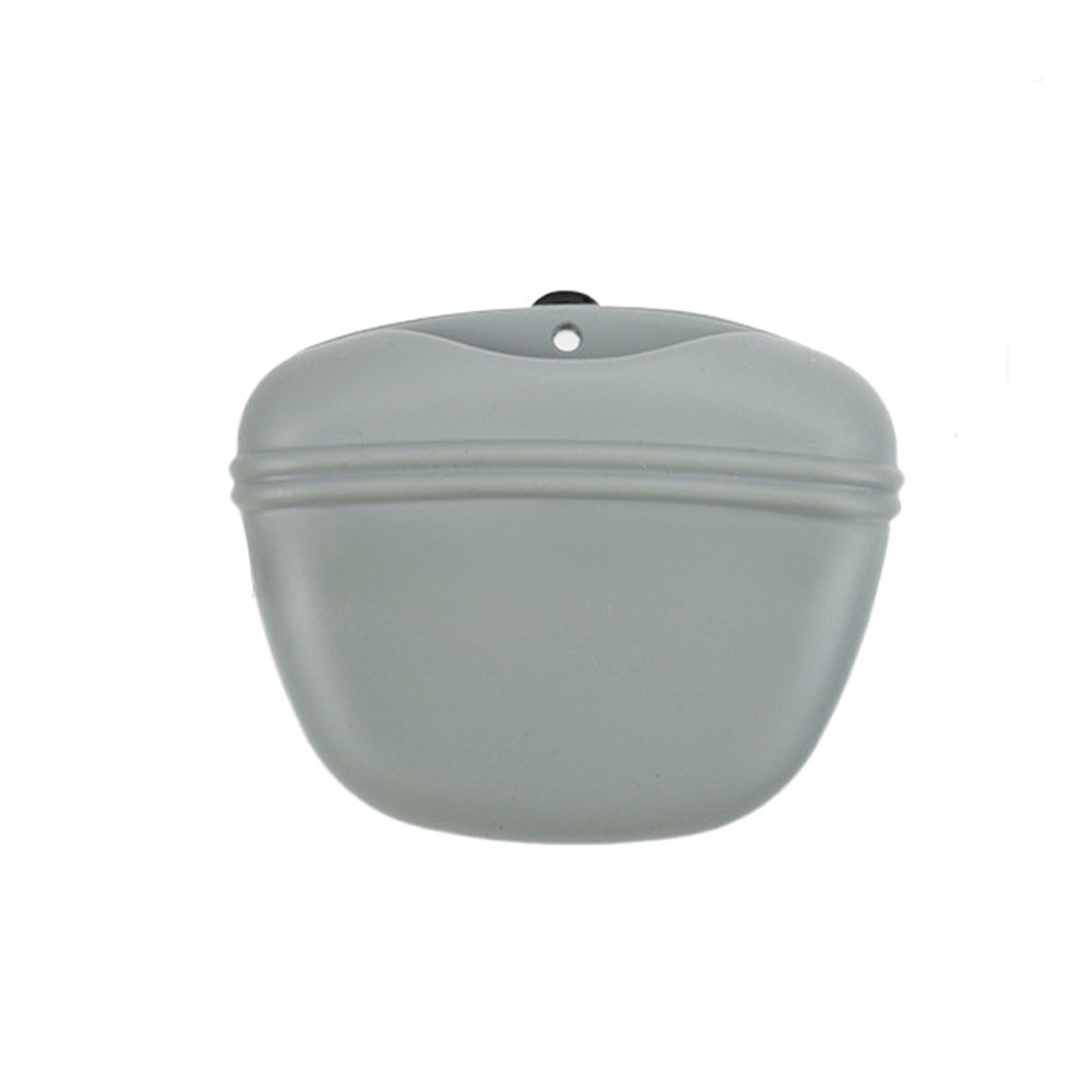 Gray silicone treat waist bag with snap-closure lid