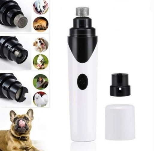 Electric pet nail grinder with interchangeable grinding heads and protective cap