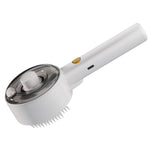 Pet hair remover brush handheld grooming tool, white with needle bristle head