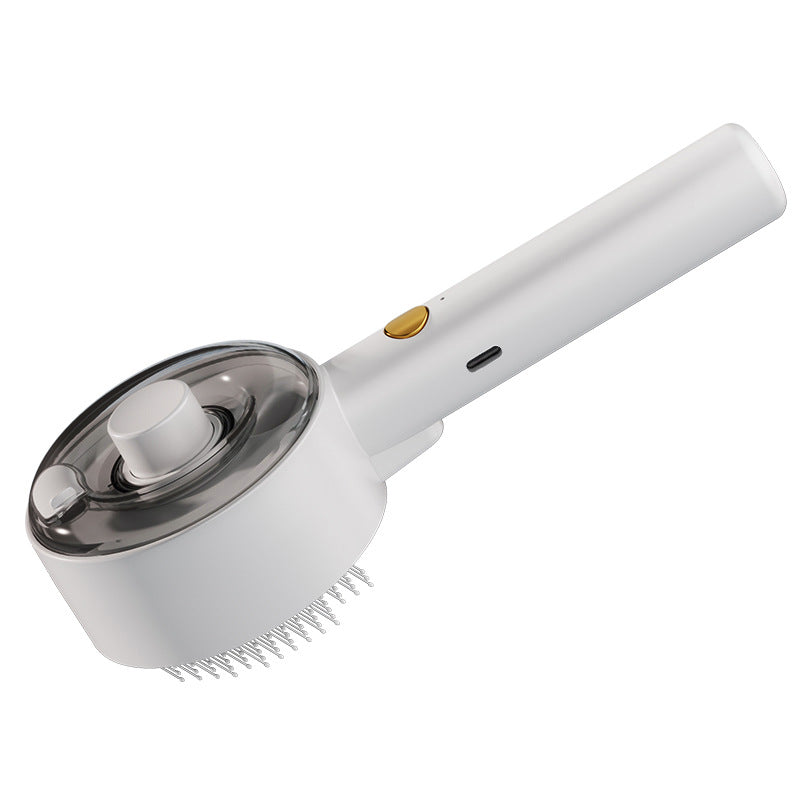 Pet hair remover brush handheld grooming tool, white with needle bristle head