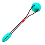 Turquoise and green suction cup tug toy with textured chew and single suction pad