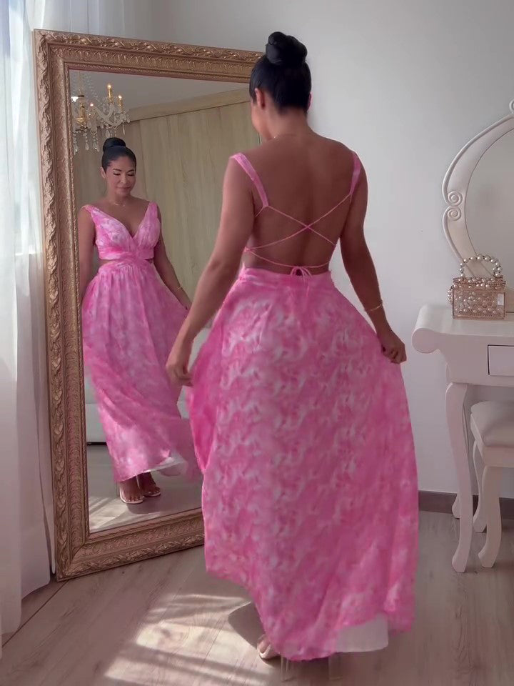 Tropical Vibes Resort Backless Sleeveless Dress – Effortless Elegance for Your Next Getaway