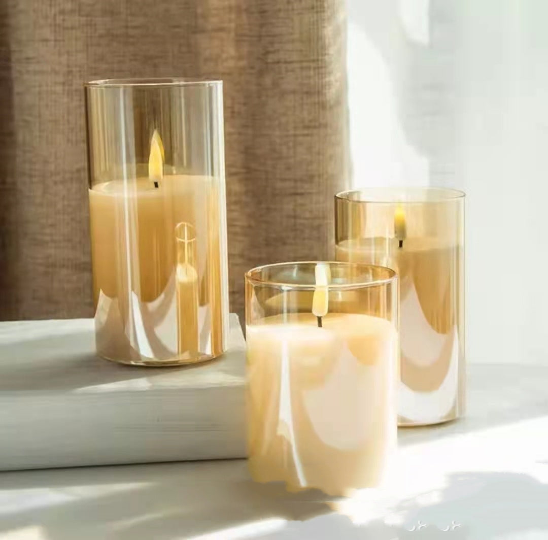 Bougies LED électroniques en verre galvanisé, rechargeables, vente en gros