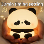 Luz de Noche LED de Panda, Lámpara de Noche de Silicona Linda, Recargable por USB, Lámpara de Noche Táctil para Dormitorio, Lámpara con Temporizador, Decoración, Regalo para Niños, Decoración del Hogar