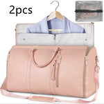 Light pink waterproof duffel set with open organizer and clear mesh storage pouch