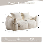 White bean bag loveseat sofa silhouette with dimension markers