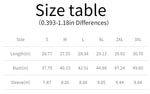 Men’s polo shirt size chart showing S to 3XL measurements