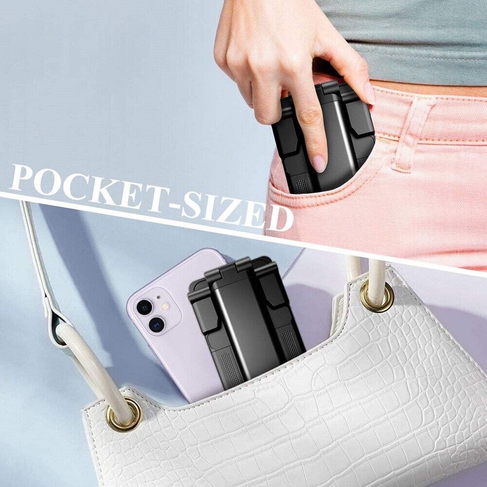 Foldable desktop phone stand stored in protective pocket for easy carry