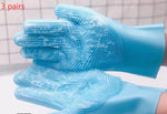 Silicone pet grooming glove set of 3 pairs with raised bristles, teal