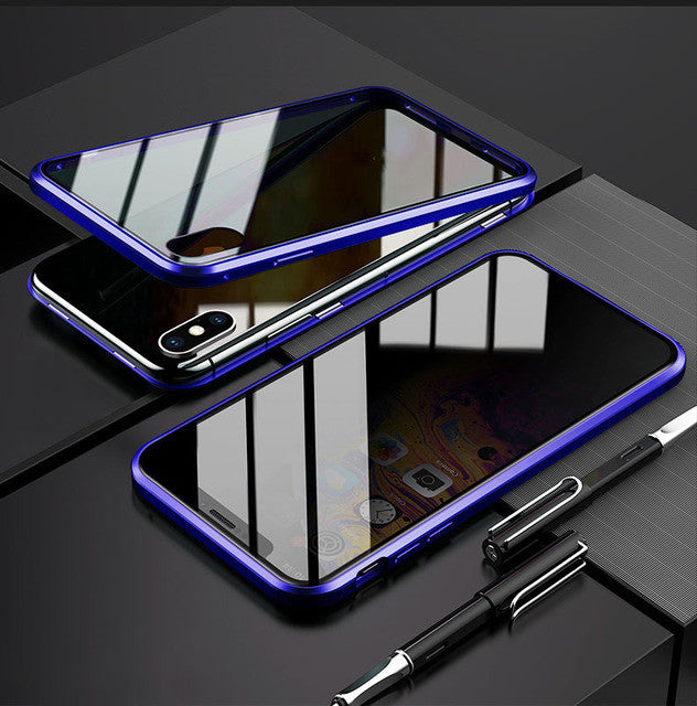 Anti-Peep Magnetic Privacy Glass Phone Case – Flip Style