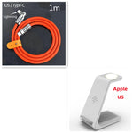 Wireless charging stand with lightning to USB cable, iOS/Type-C, 1 m