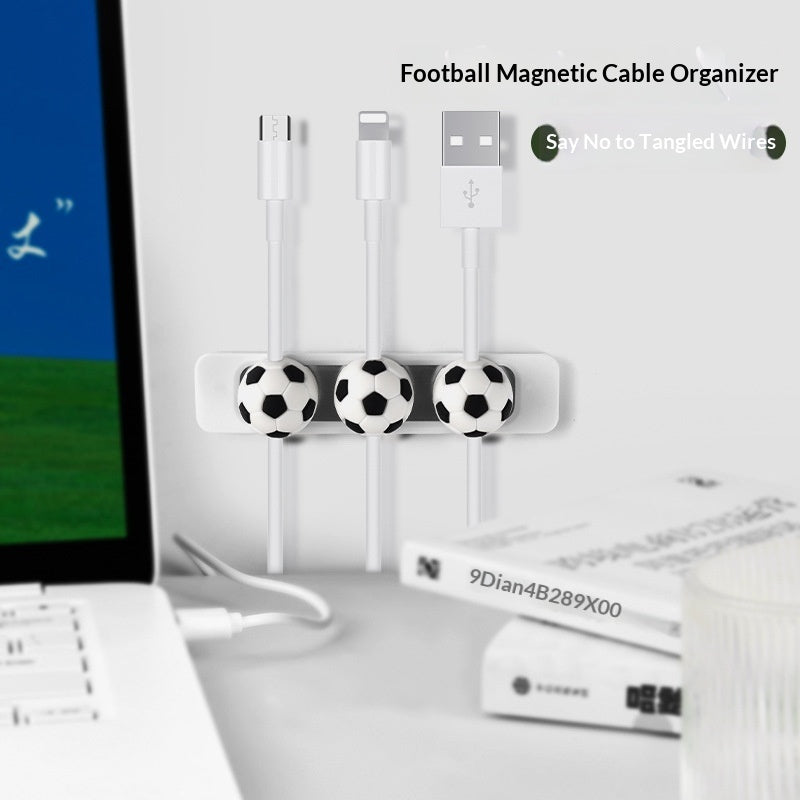 Organizador de cables magnético con forma de balón de fútbol