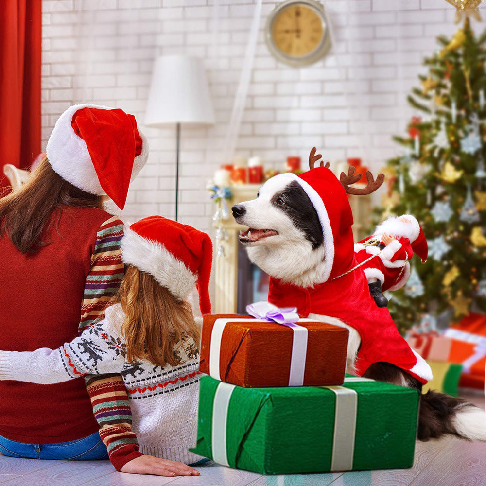 Santa Claus Riding Deer Dog Christmas Costume