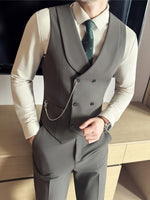 Stylish Men's Double-Breasted Shawl Collar Vest in Yarn-Dyed Fabric
