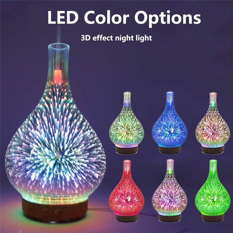 Difusor de Aroma de Vidrio 3D Lámpara Colorida Humidificador Luz Nocturna