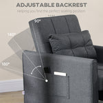 3-in-1 Single Chair Bed – Adjustable Back Convertible Sofa, Eucalyptus Frame, Grey