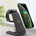 Black wireless charger stand with phone holder and curved charging base