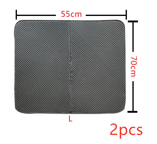 Double-layer cat litter mat set, gray-black, 55 x 70 cm, 2 pieces