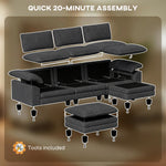 Sectional Sofa, L Shaped Couch with Deep Seat, Movable Ottoman and Pillow-top Armrests, Dark Gray