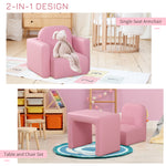 Sofá Sillón Infantil 2 en 1, 48 x 44 x 41 cm, para Sala de Juegos, Rosa