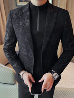 Men's Slim Fit Floral Print Blazer – Casual Polyester, Regular Length