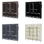 67 Inch Clothes Closet Portable Wardrobe Clothes Storage Rack 12 Shelves 4 Side Pockets Gray