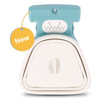 Blue and white foldable pet waste scooper with New tag