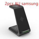 Black wireless charger stand for phone with circular top charging pad and base