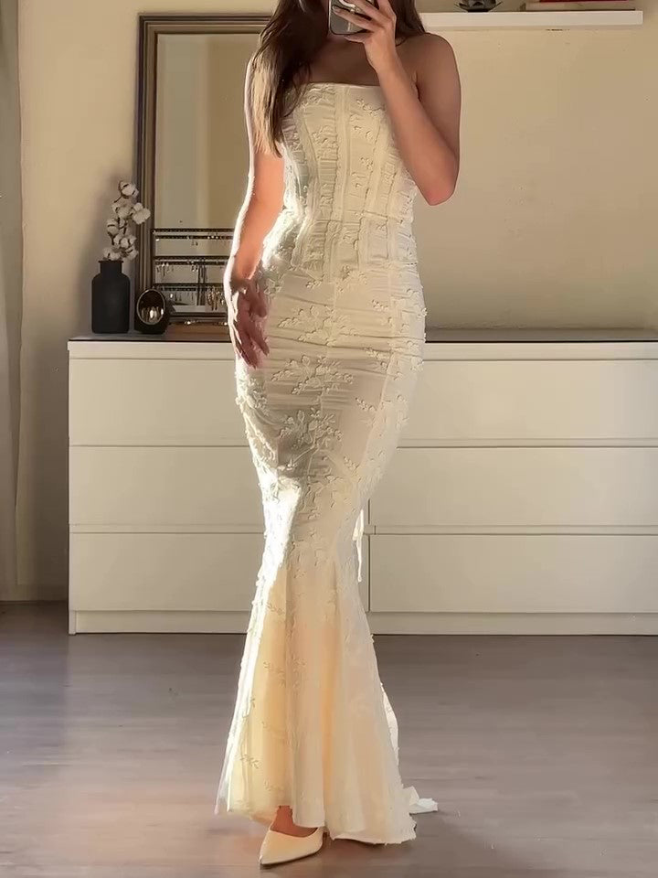 Robe deux pièces sexy brodée bustier couvrant les fesses