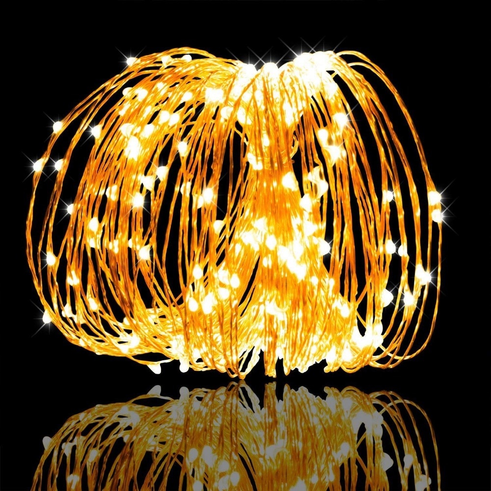Guirlande lumineuse LED de Noël pour extérieur, à piles ou USB, 2m, 5m, 10m, en fil de cuivre, pour mariage, fête, décoration féerique.