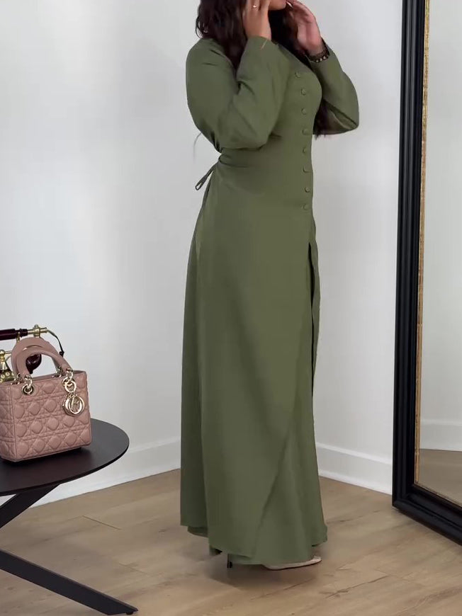 Solid Color Long Sleeve Top & Skirt 2-Piece Set – Elegant, Regular Fit