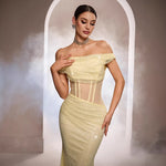 Glamourous Nights Off-the-Shoulder Sequined Mermaid Gown – Dazzle at Every Evening Event