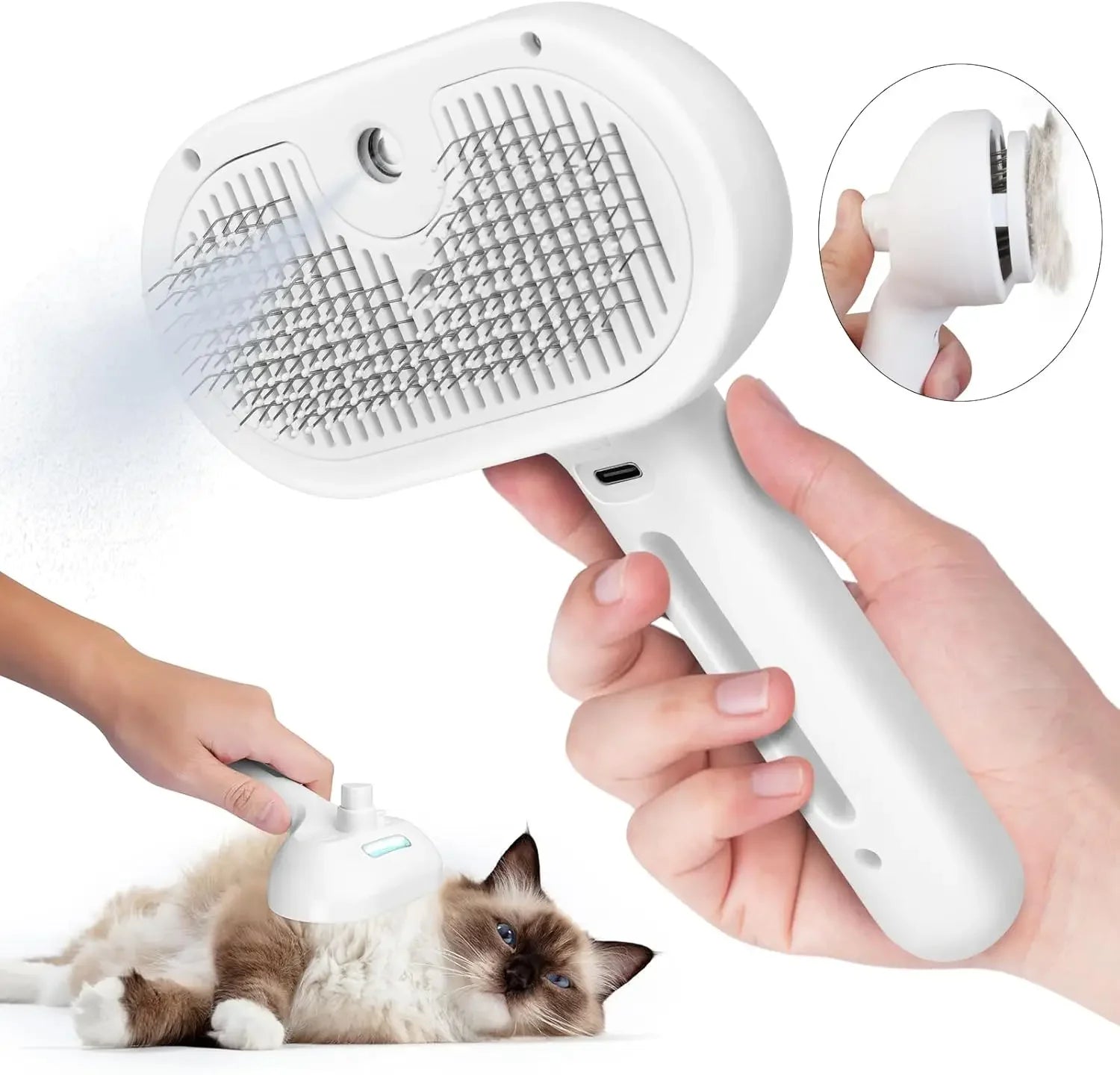 Peine rociador para mascotas, quita pelo, cepillo de limpieza, accesorios para perros y gatos, herramientas de deslanado, peine humidificador de niebla de agua, suministros para mascotas