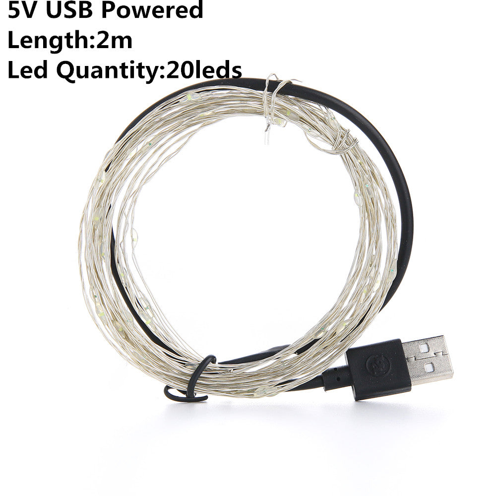Luces de Navidad LED para Exteriores, a Pilas o por USB, Guirnalda de Hadas de Alambre de Cobre de 2m, 5m o 10m para Decoración de Fiestas y Bodas