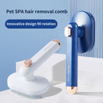 Pet hair removal self-cleaning comb with blue handle and rotating brush pad