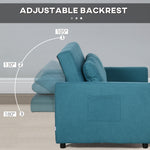 Loveseat Sofa Bed, Convertible Bed Settee With 2 Cushions, Side Pockets For Living Room, Blue