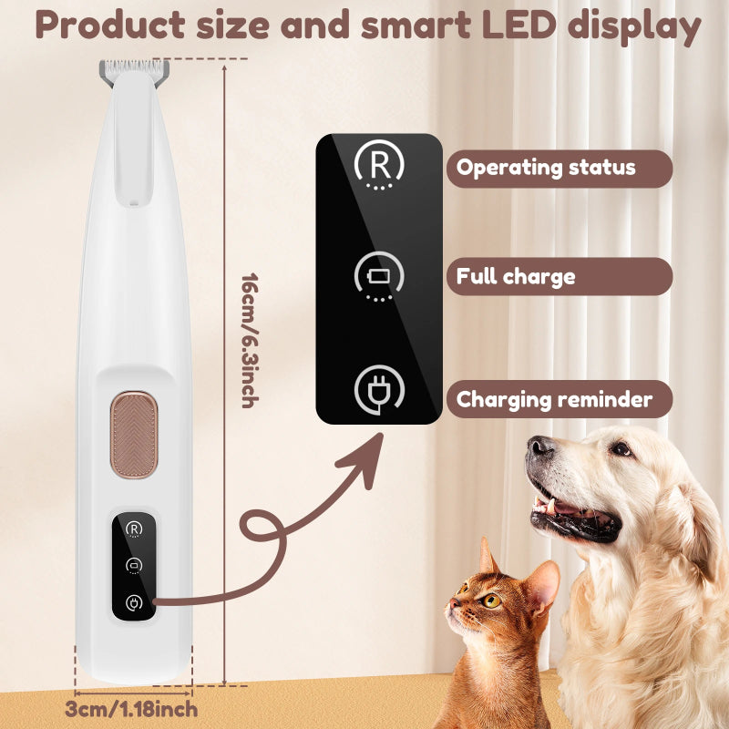 PetGroom Pro LED Paw Trimmer - Waterproof & Wide Blade Dog Clippers for Effortless Grooming