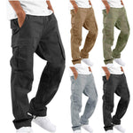 Men’s cargo pants set, black and khaki colors, multi-pocket straight-leg style