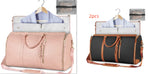 Foldable waterproof travel duffle bag set, pink PU with long shoulder strap